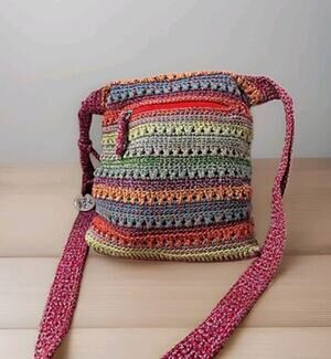 The Sak Originals Crochet Shoulder Bag Y2K Boho Multicolor Stripe Purse